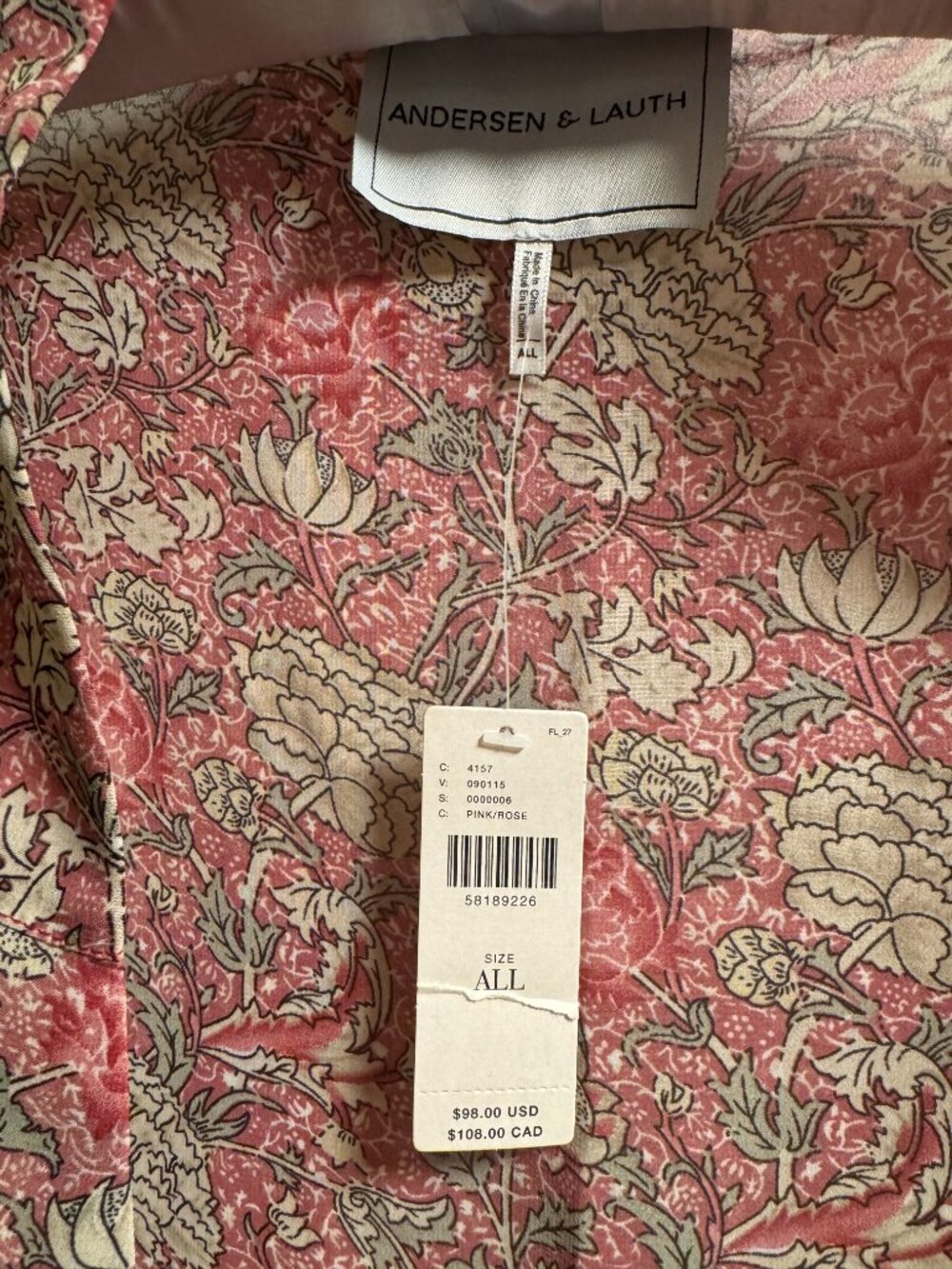 Anthropologie Andersen & Lauth Floral Duster Kimono – Pink – One Size – NWT - Picture 4 of 5